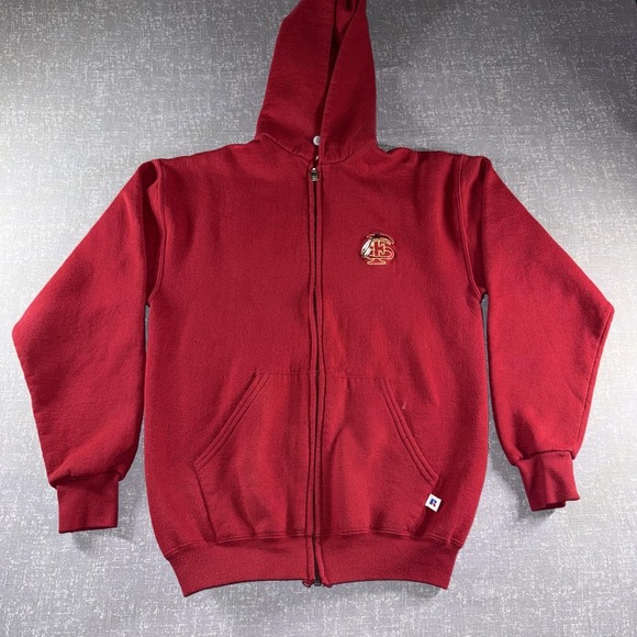 Russell Athletic Other - Vintage Russell Athletic Hoodie Youth XL Red Full Zip Fleece FS Logo Made USA